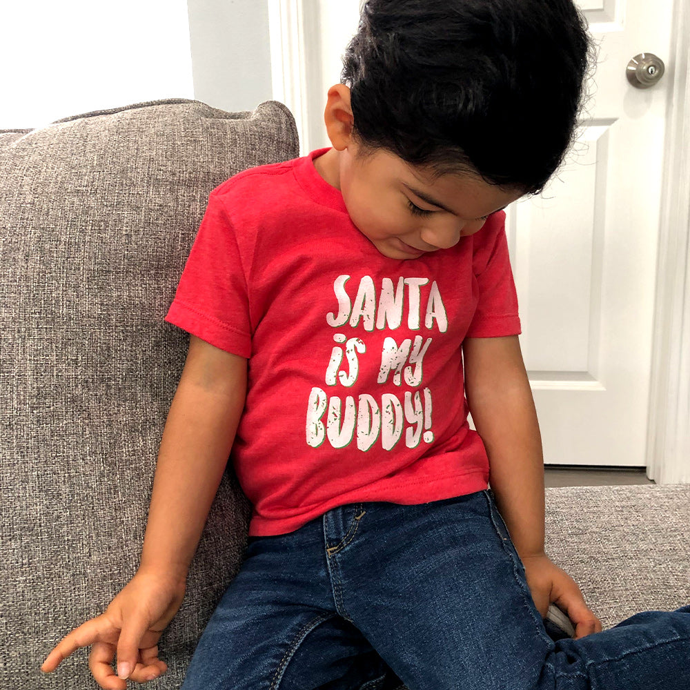 Santa is my Buddy - Holiday Toddler Short Sleeve Tee