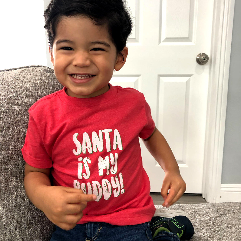 Santa is my Buddy - Holiday Toddler Short Sleeve Tee